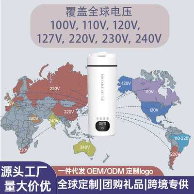 Portable Kettle全球电压便携式电热水杯100-240V旅行烧水杯