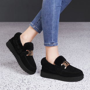 加绒加厚保暖套脚棉鞋 冬季 雪地靴女羊毛一体2026新款 富贵鸟女鞋