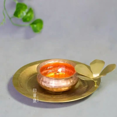 现货isha纯铜油灯蛇形手工捶打赠送纯棉灯芯