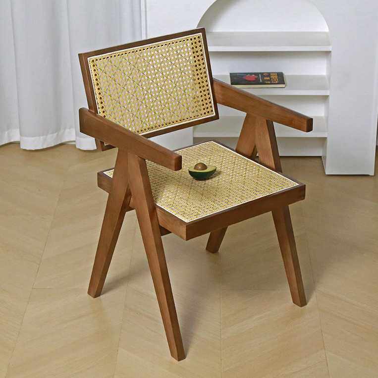 意式侘寂风民宿家用藤编椅昌迪加尔藤椅原木风实木餐椅靠背椅复古,住宅家具,餐椅,淘宝优惠券,粉丝福利购,淘宝优惠卷