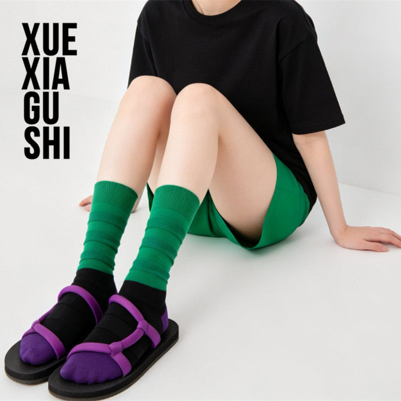 【毛毛虫撞色女潮袜】