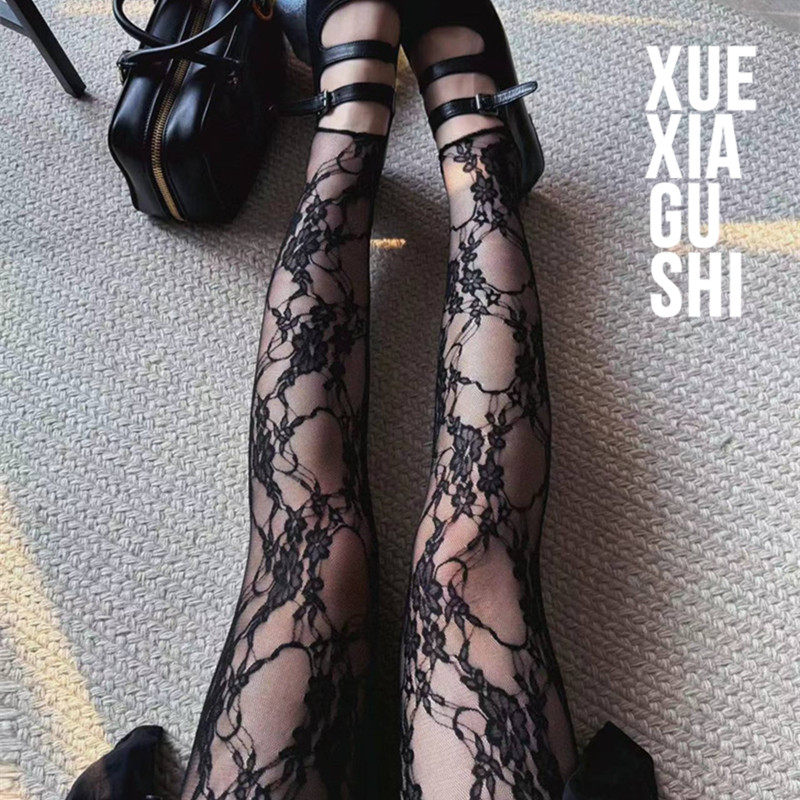 【张元英同款打底袜】靴下故事高端蕾丝网纱踩脚打底裤玩个性穿搭