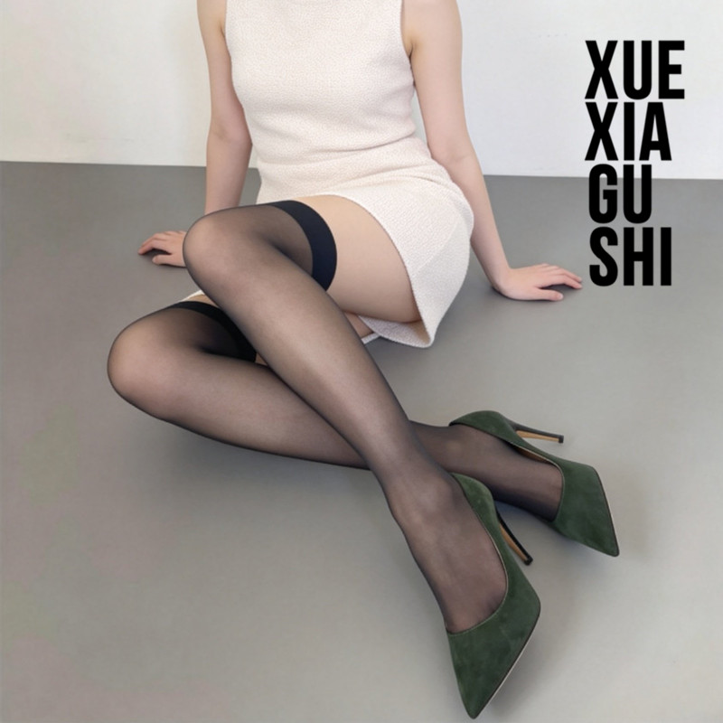 【防滑微透过膝袜女】