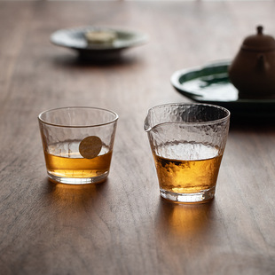 进口日本佐佐木水波纹品茗杯公道杯家用日式简约透明玻璃杯子