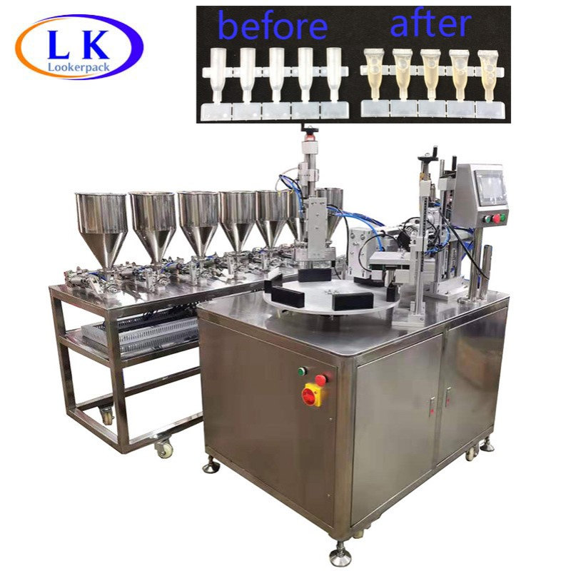 4连排五连排7连排10联排软管液体膏体陶瓷泵灌装封尾机一体机