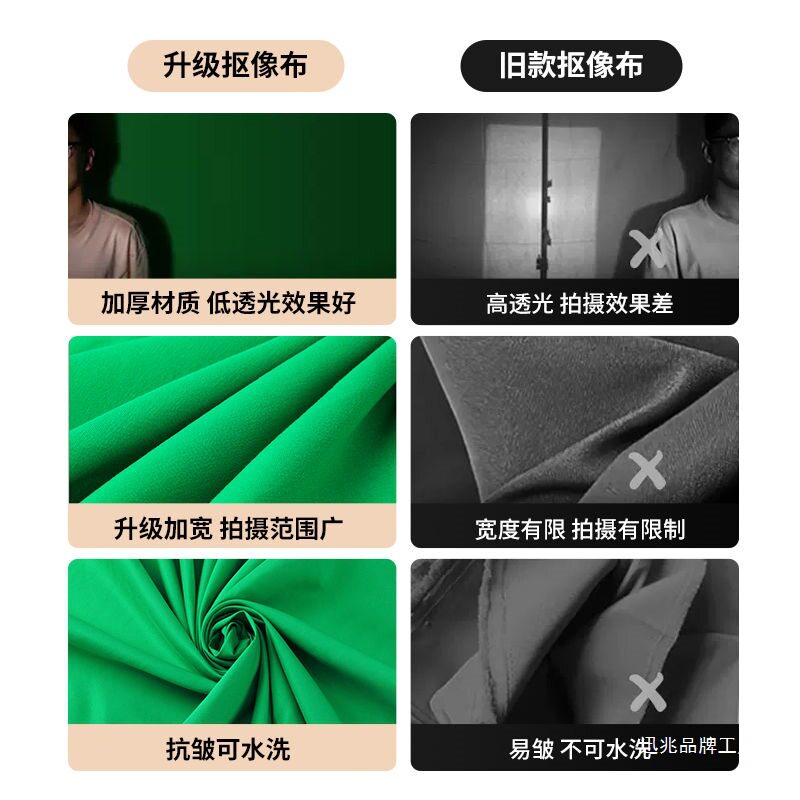 隐形支架绿幕抠像背景布直播间加厚绿色专业摄影绿布扣图支架拍照