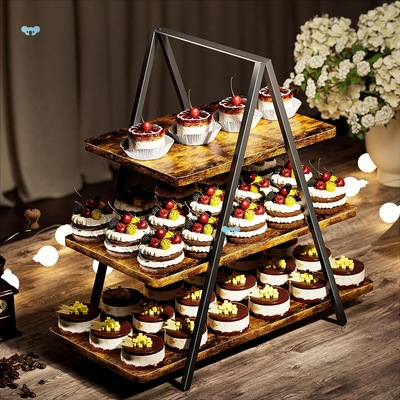 Wood 3 Tier Serving Tray Three Tiered CuPCake Stand,