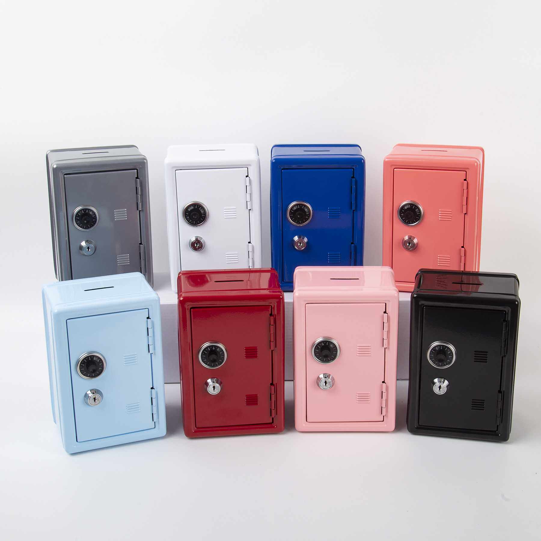 迷你保险柜存钱罐创意带锁密码铁盒保险钥匙储钱收纳盒零钱箱