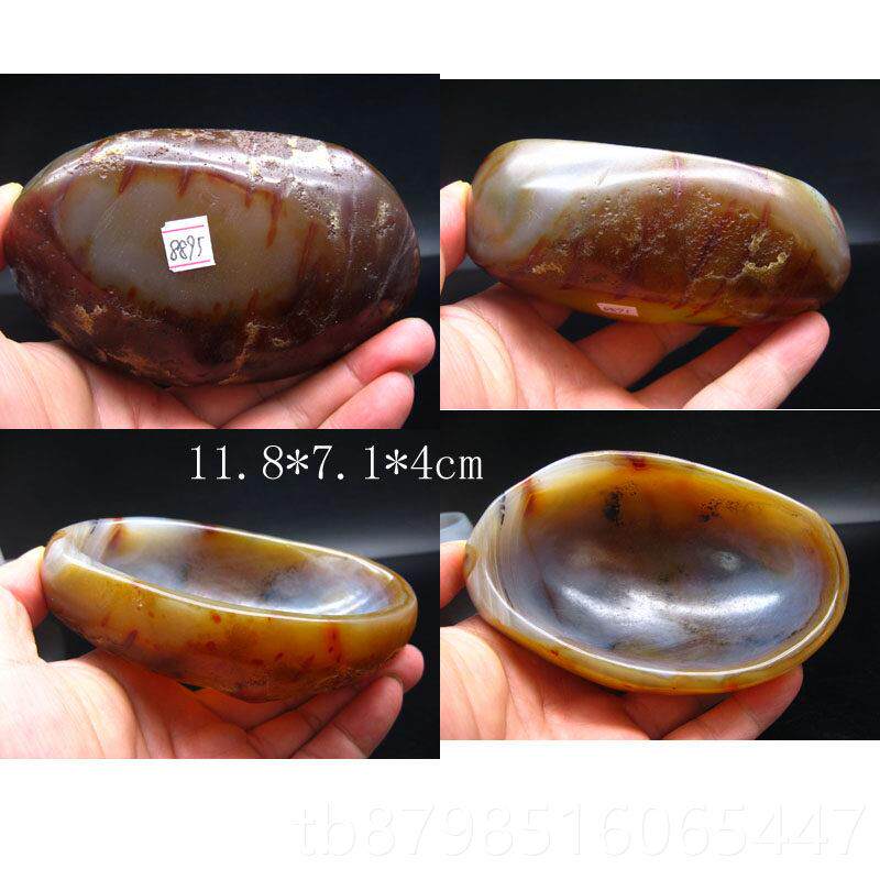 正品天然玛瑙碗饰品水晶花片玉髓碗烟灰缸台笔砚水果盘色板调洗工