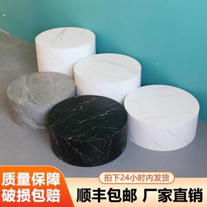 仿大理石空调底座增高展示台圆形底座直播站台婚纱店摄影模特地台