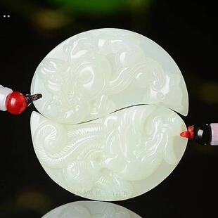 玉石和田挂件玉款爆款龙凤玉佩一对项链送男女友夫妻吊坠龙凤吊坠