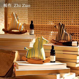 小木马香薰拓香石香氛艺术马家居摆饰陶瓷章回女生生日礼物男礼盒