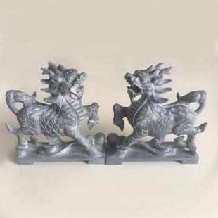 石雕麒麟一对青石神兽天然石材石头雕刻门口摆件一对精雕手工麒麟