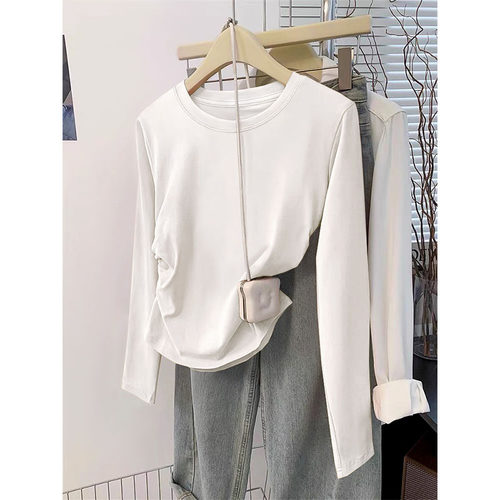 长袖t恤女不规则收腰内搭打底衫