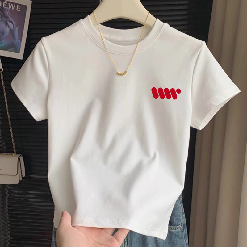 白色圆领正肩短袖t恤女2026夏季美式辣妹体恤显瘦短款上衣ins