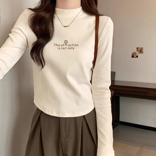 长袖打底衫t恤女2026新款秋冬季半高领修身显瘦磨毛保暖内搭上衣