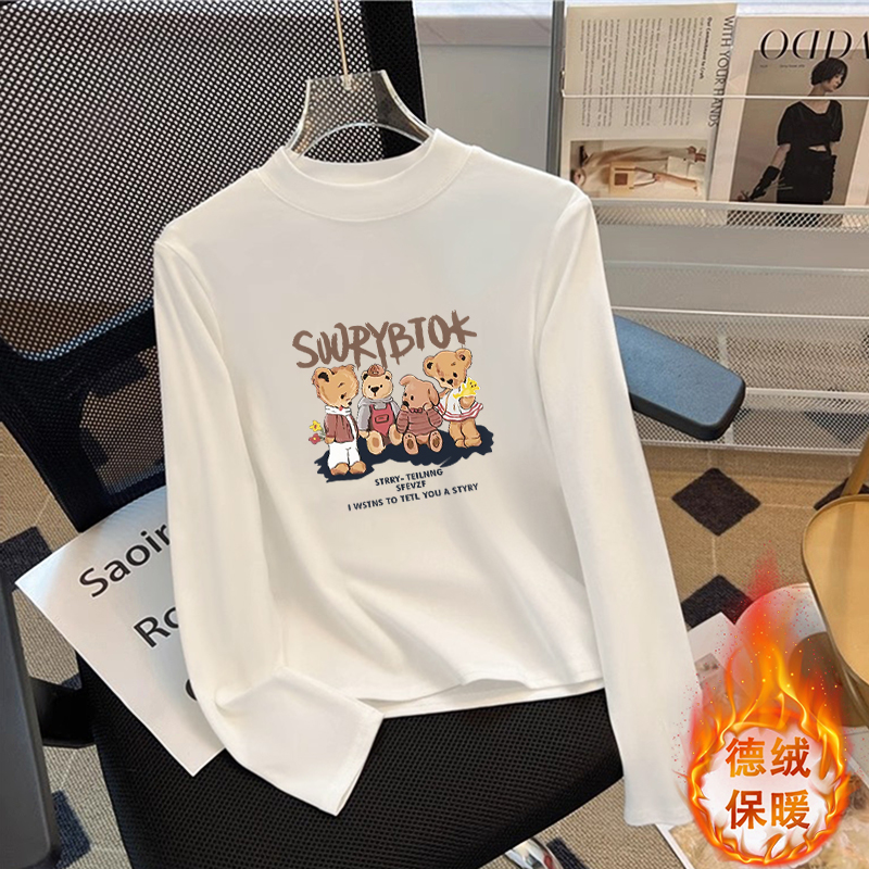 双面德绒打底衫女半高领长袖内搭