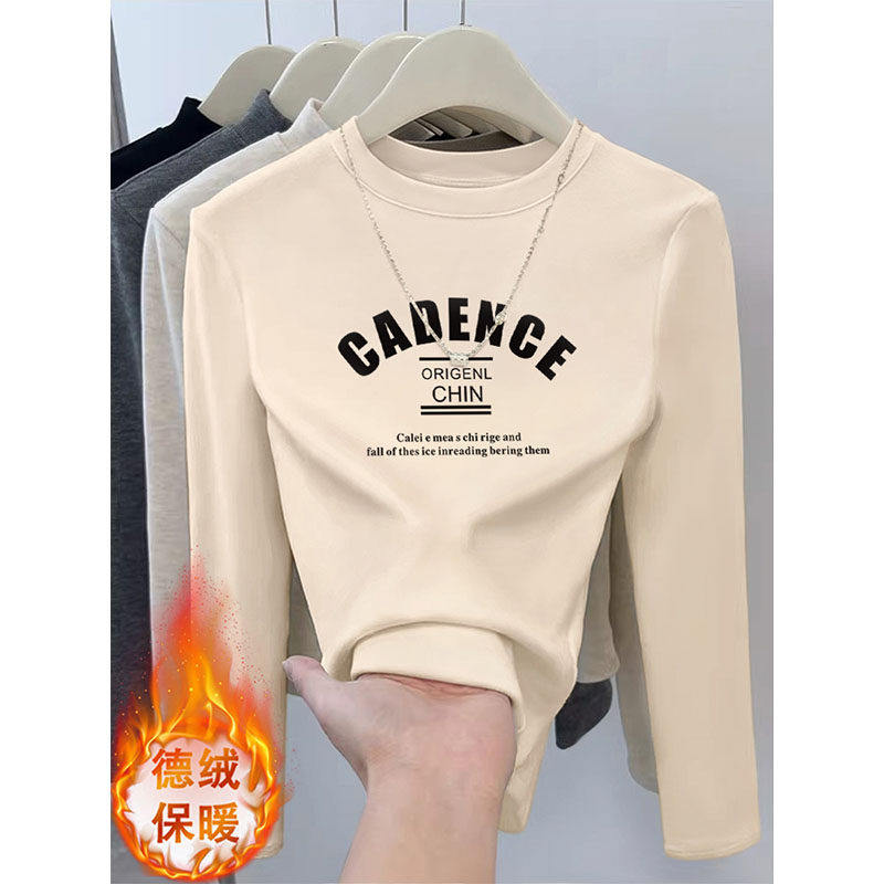 2025双面德绒磨毛长袖打底衫女圆领修身内搭秋冬韩版百搭短上衣,女装/女士精品,真丝上装,淘宝优惠券,粉丝福利购,淘宝优惠卷