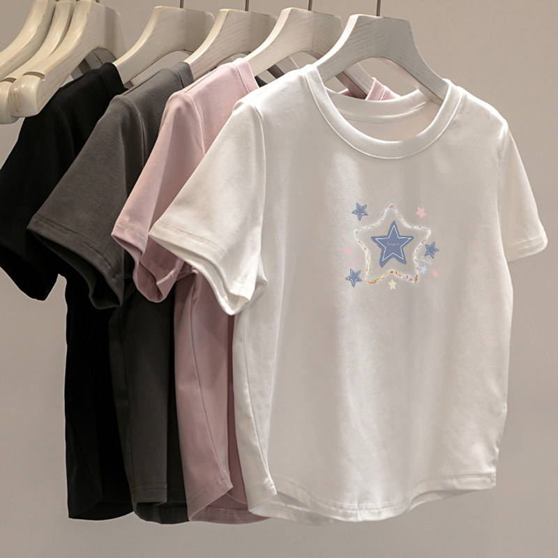 夏季白色短袖t恤女2026新款爆款正肩设计感美式半袖宽松上衣