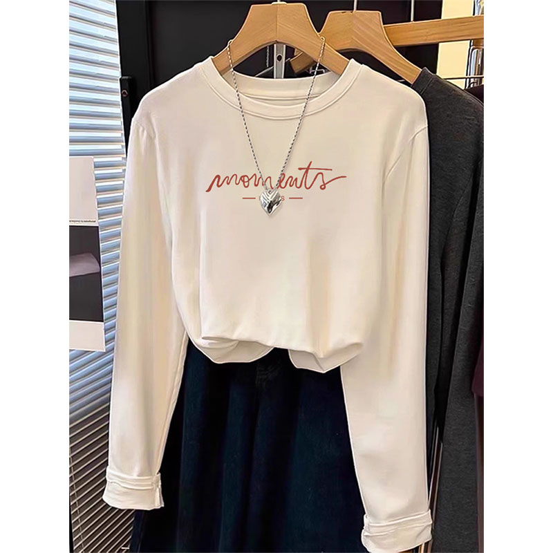秋冬白色内搭T恤纯棉宽松上衣女