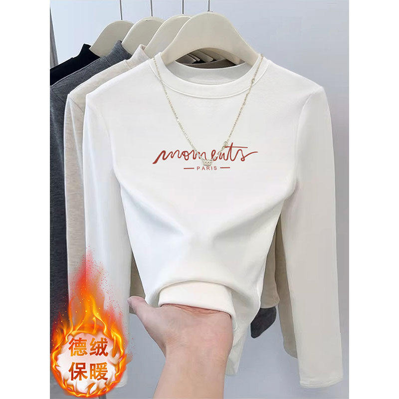 圆领双面德绒打底衫女秋冬新款加厚保暖内搭修身正肩短款长袖上衣,女装/女士精品,真丝上装,淘宝优惠券,粉丝福利购,淘宝优惠卷