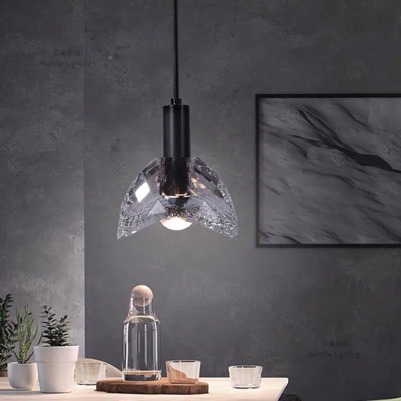 现代简约客厅卧室床头单头铜吊灯水晶长线小吊灯