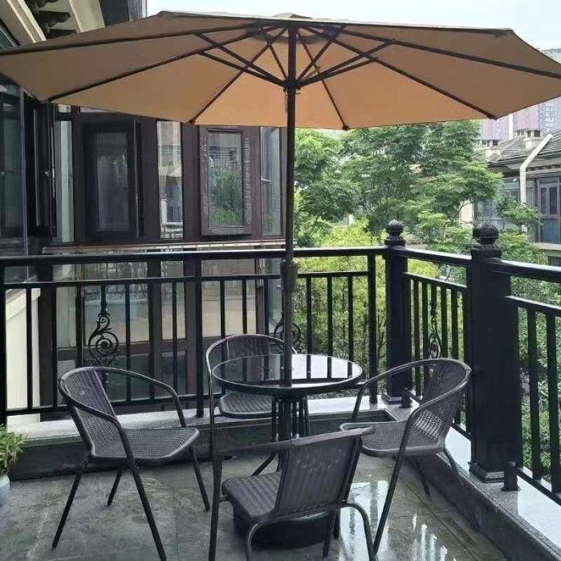 双层遮阳伞户外庭院伞桌椅带伞套装摆摊阳台院子升降室外露营铁无