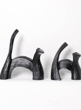 现代简约树脂几何抽象小猫动物摆件样板房售楼处书房客厅软装饰品