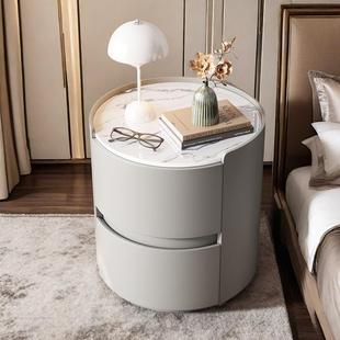 圆形床头柜超小茶几可爱新款 轻奢床边柜奶油风简约现代小巧卧室柜