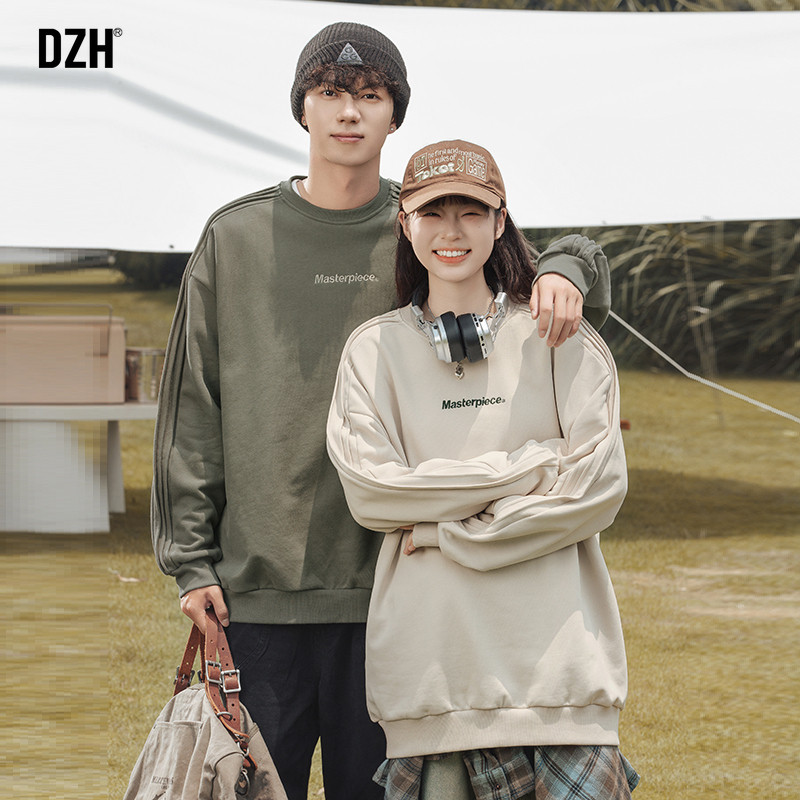 情侣重磅a圆领卫衣男秋冬无帽2024新款美式刺绣上衣情侣装休闲外