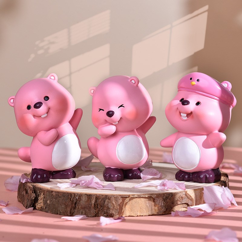 loopay露比小海狸桌面摆件歪头杀开心日常手办公仔小礼物送女生