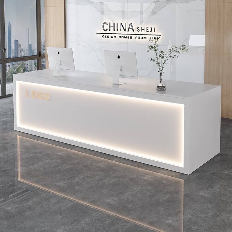 吧台接待台公司柜m台小型前台桌服装店奶茶店美容院简约格子收银
