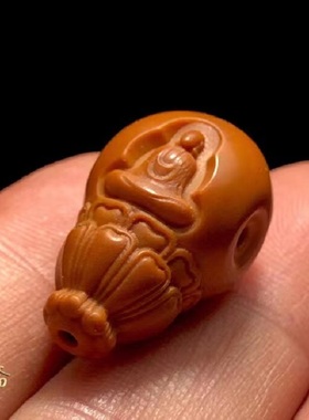 橄榄核三通无f相佛单籽佛头核雕吊坠阿弥陀佛雕刻手串脖挂配饰文