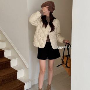 egg 轻薄棉服女宽松外套 smile奶油慕斯菱格棉服2025新款