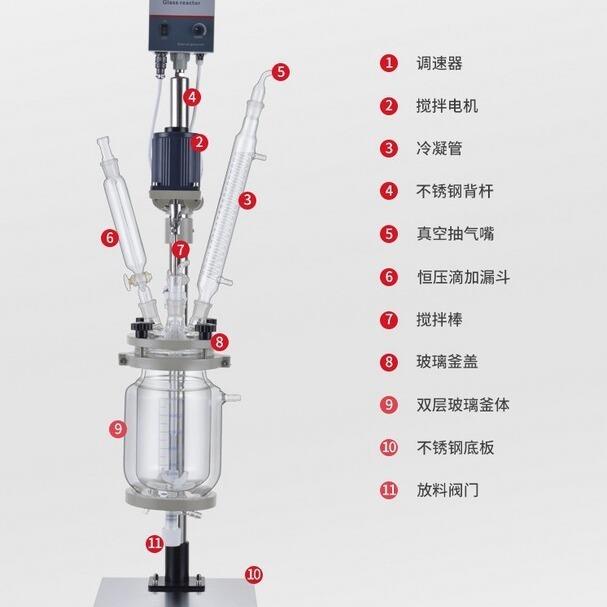 专业供应5L双层玻璃反应釜厂家直销双层反应釜