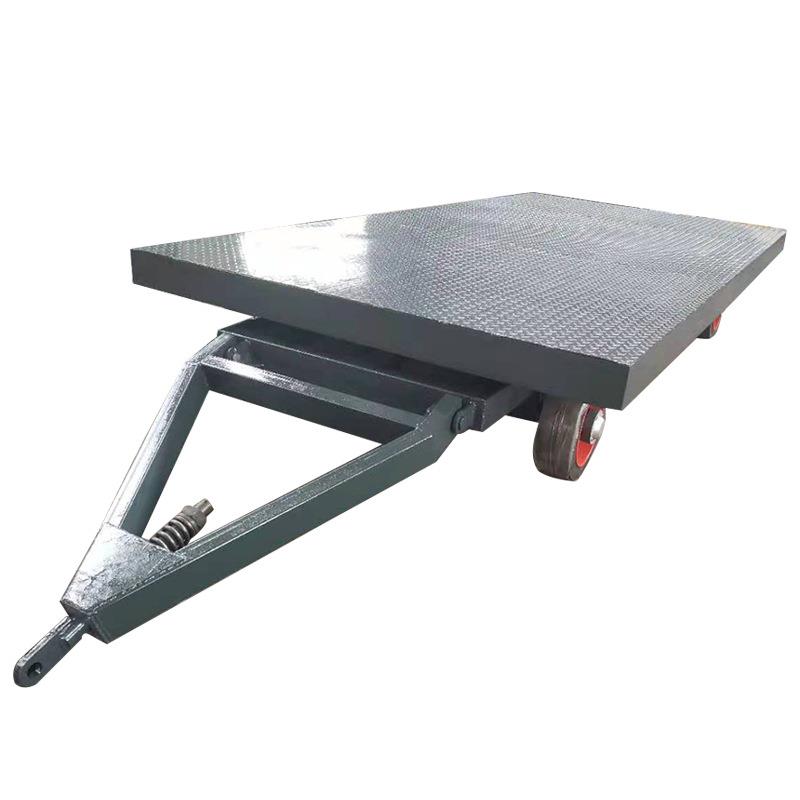 厂区转运平板车带转向四轮运输拖车物料托运工具车牵引式平板拖车