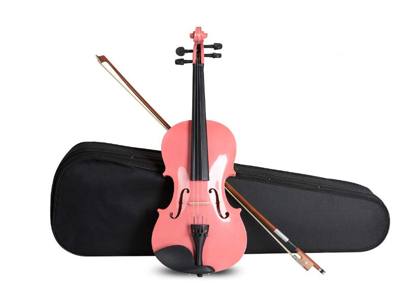 粉色小提琴彩色小提琴练习夹板琴