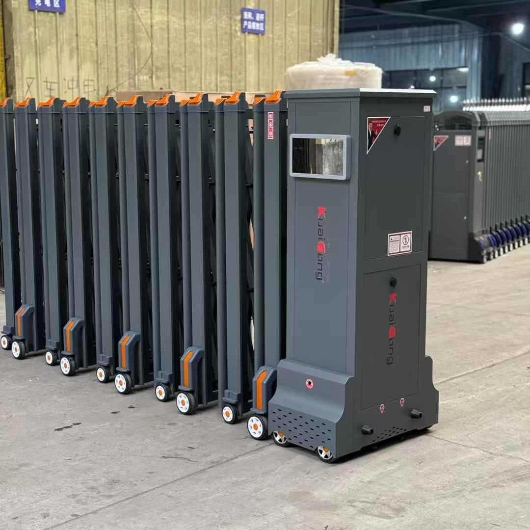 动伸缩门自动门不锈钢封板电动伸缩门学校工地电镂空折叠门铝合金