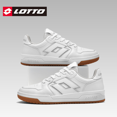 LOTTO乐途男白色低帮皮面板鞋