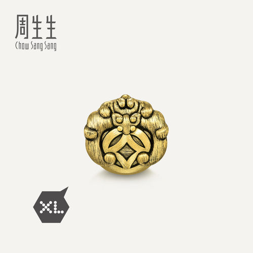 【配绳】周生生华宇黄金足金Charme酷黑蝙蝠金钱XL转运珠93839C
