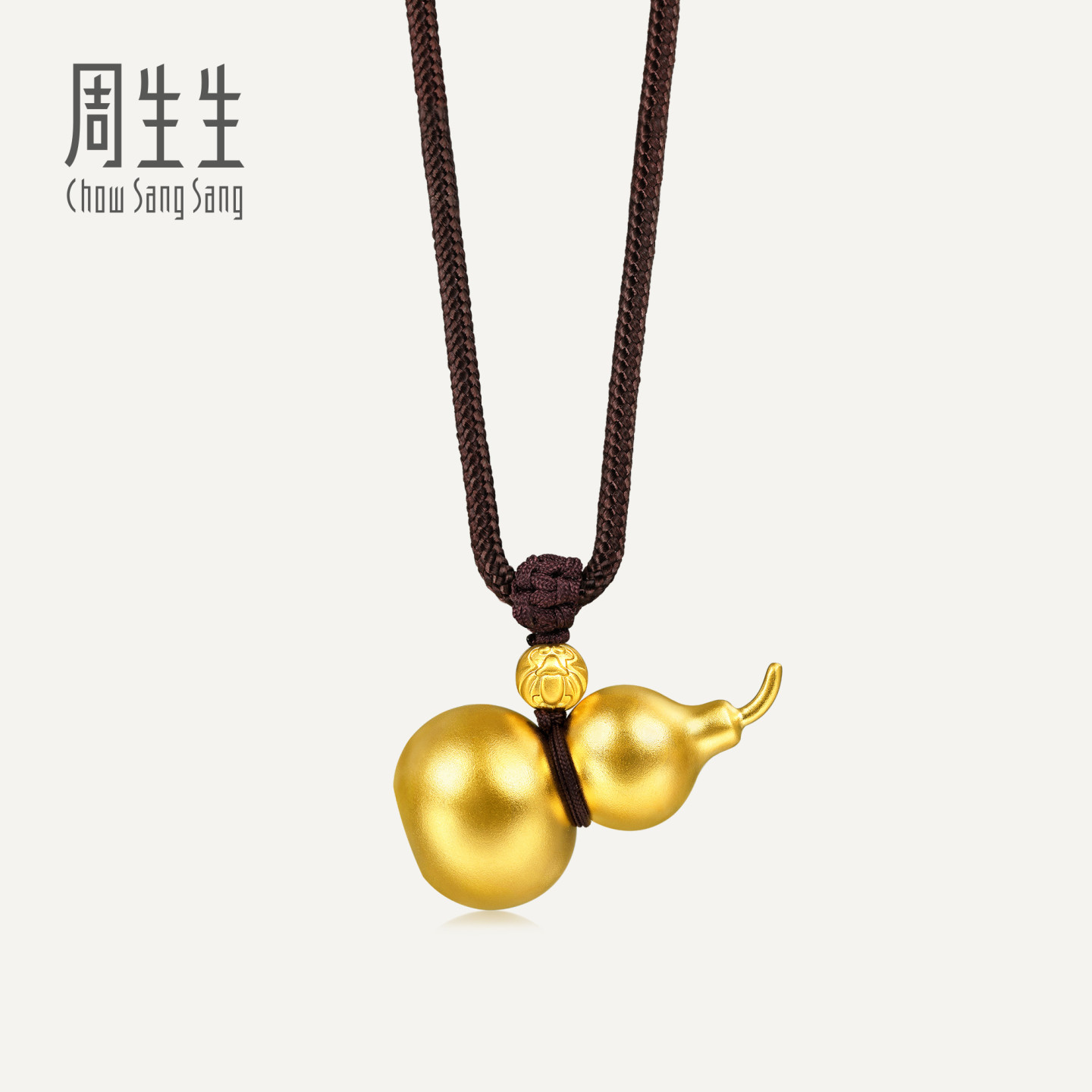 周生生华宇古法黄金足金东方古祖葫芦福禄吊坠项链配绳92196Z计价