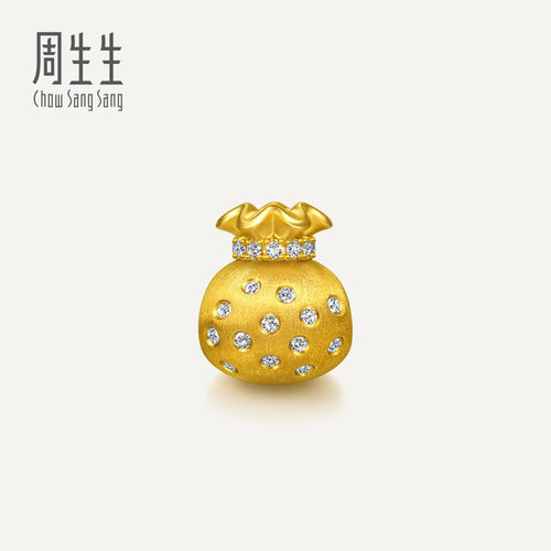 【配绳】周生生华宇黄金Charme足金镶嵌钻石福袋转运珠95984C定价