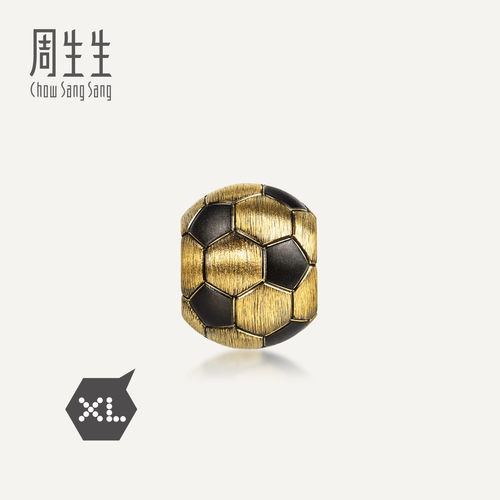 【配绳】周生生华宇黄金足金Charme XL酷黑足球转运珠串珠96667C