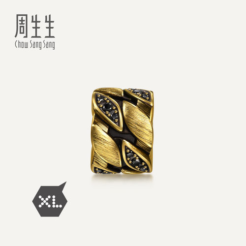 周生生华宇黄金Charme酷黑系列足金镶嵌黑钻牛仔链XL转运珠95755C