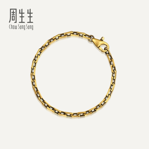 周生生华宇黄金足金酷黑系列方格链(粗版)手链情侣珠宝96714B计价