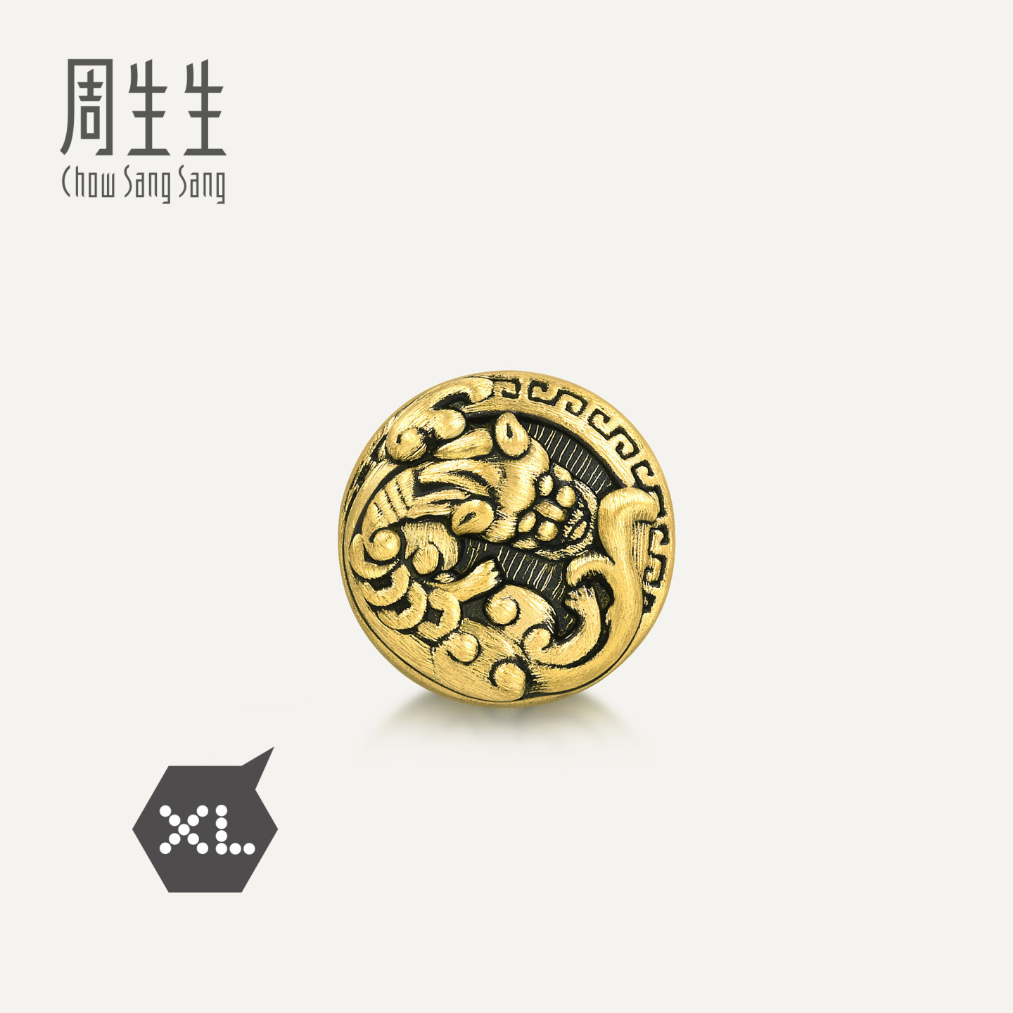 【配绳】周生生华宇黄金足金Charme酷黑貔貅浮雕XL转运珠93832C