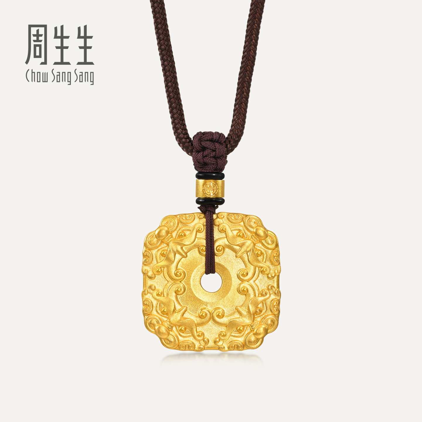 周生生华宇古法黄金东方古祖足金招财貔貅玛瑙颈饰项链94432Z