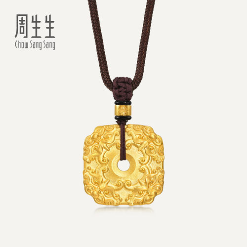 周生生华宇古法黄金东方古祖足金招财貔貅玛瑙颈饰项链94432Z