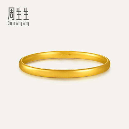 周生生华宇古法黄金足金文化祝福泥鳅背素圈轮胎手镯96043K计价