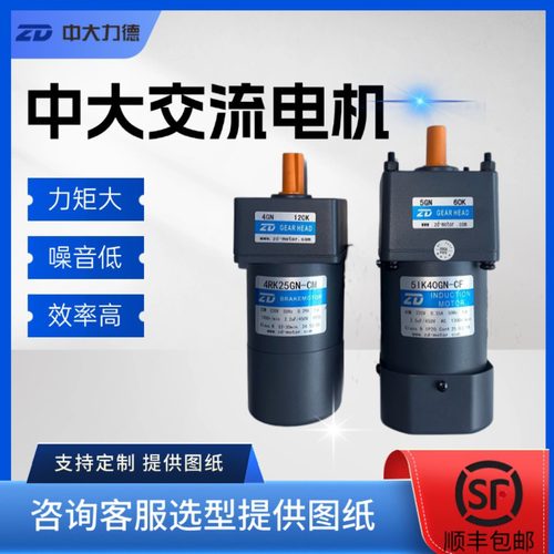 ZD中大交流减速电机220v中大力德调速电机微型单相齿轮变速电动机